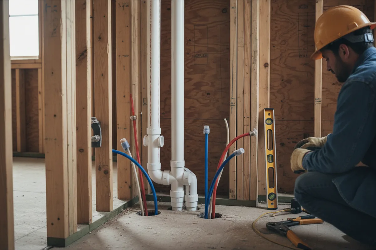 Drain and supply rough-in during Toilet Repair and Installation in Holly Springs